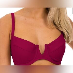 Burgundy Underwire Swim Top